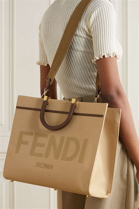 fendi sunshine canvas tote|fendi sunshine medium leather tote.